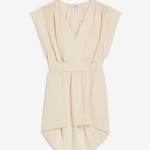 Satin V-Neck Hi-Lo Cream Tunic Blouse *NEW WITH TAGS* - Picture 2 of 16